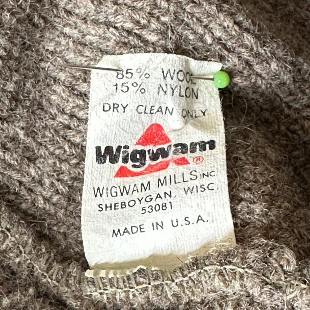 Vintage Wigwam Wool Knit Bucket Hat Brown Cream Stripe Made USA